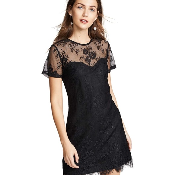 MINKPINK secret romance lace scoop neck lace short dress black - Picture 3 of 10